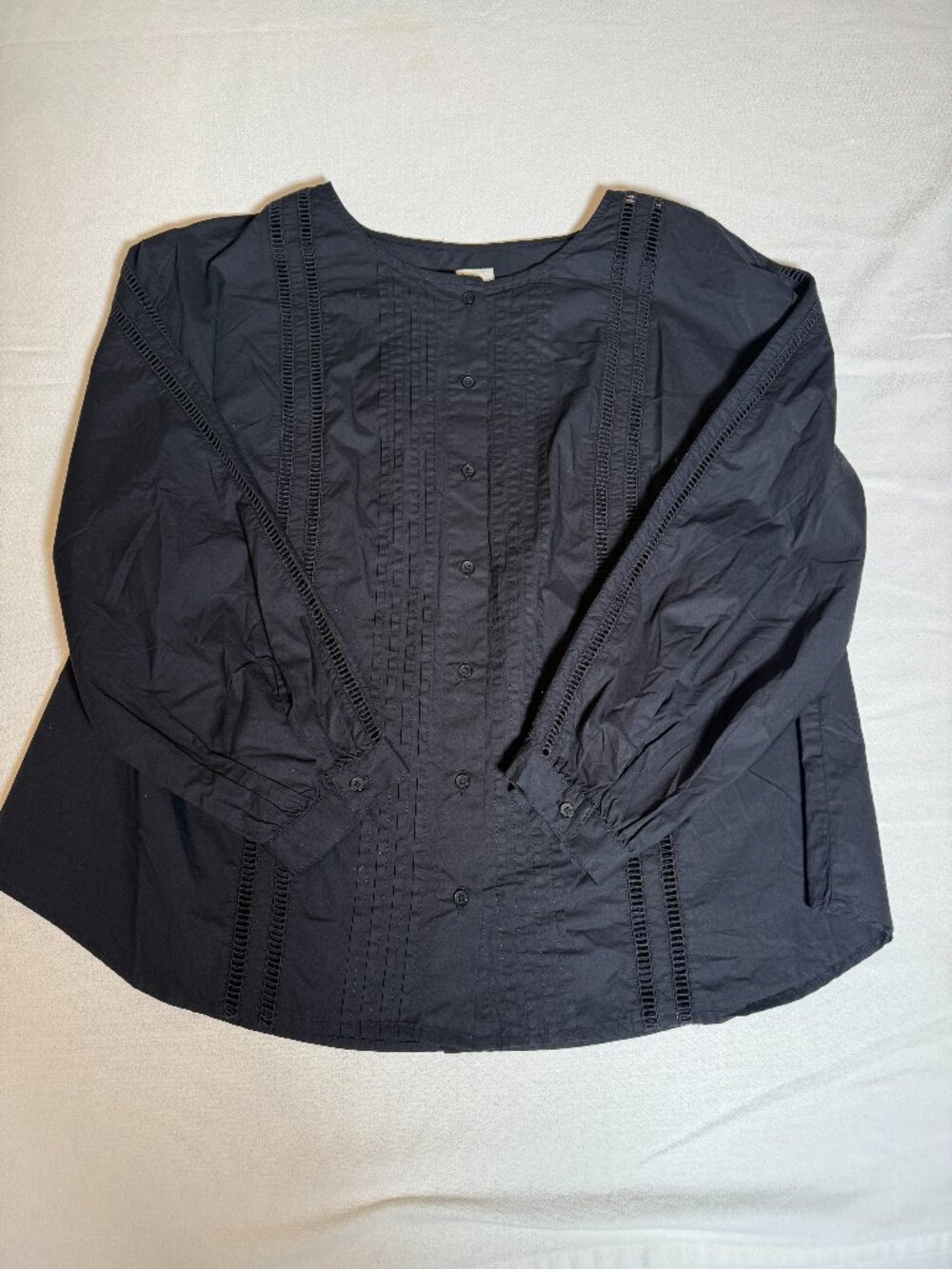 Women's Balloon Sleeve Lace Trim Black Blouse - A New Day. Size XXL.